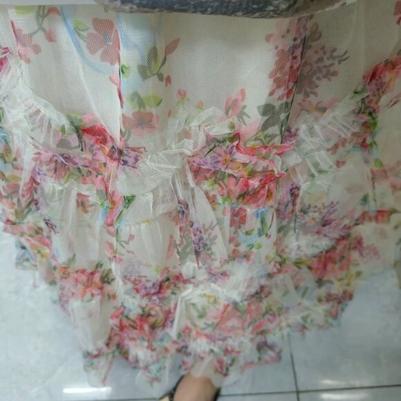 Romantic Floral Print Layered Tulle Skirt - Picture 8 of 11